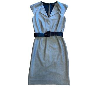 Antonio Melani Blue Cap Sleeve Dress with Embossed Belt. Sz  2. Great Condition